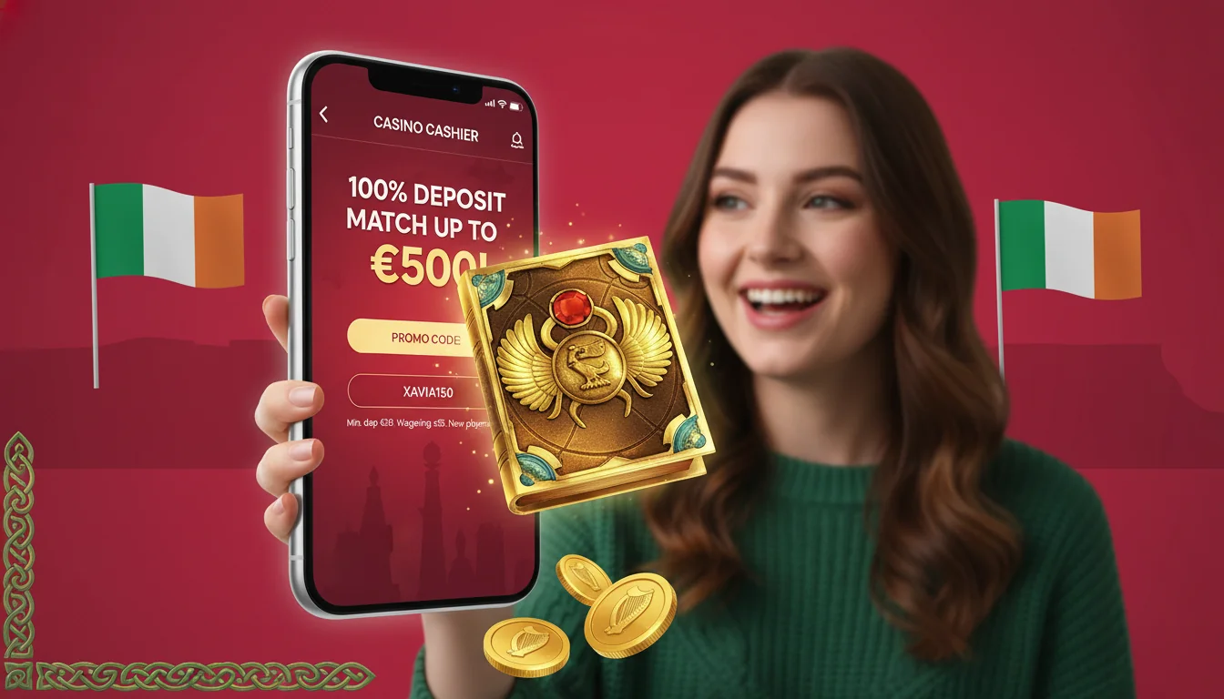 Book Of Dead bonus claim screen at an Irish casino showing deposit amount, promo code field, and 200 free spins notification
